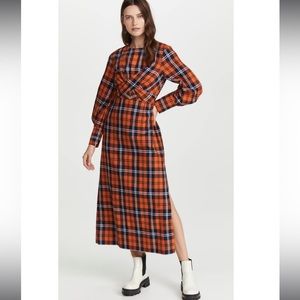 STAUD Crosshill Dress Poppy Plaid Large